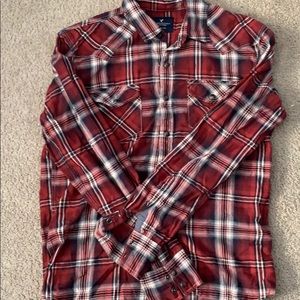 American Eagle distressed flannel